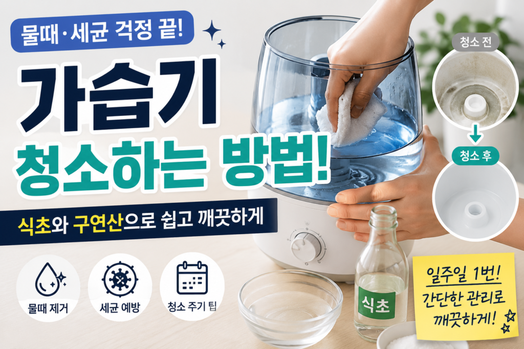 가습기 청소하는 방법과 물통 물때 제거 및 위생 관리 방법