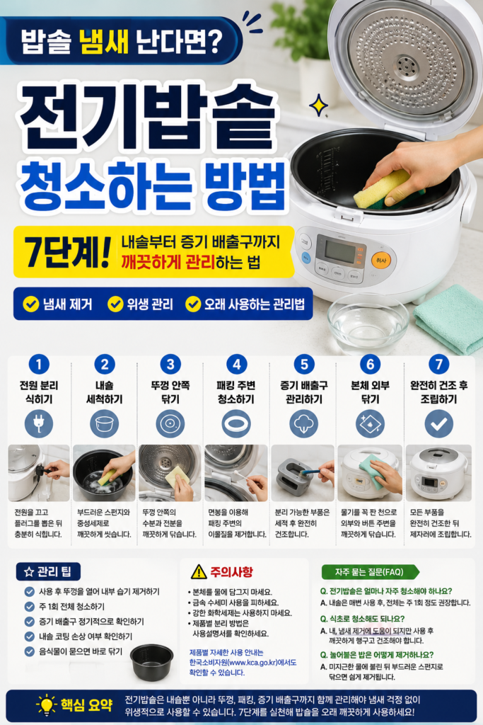 전기밥솥 청소하는 방법과 내솥 및 증기배출구 관리 방법