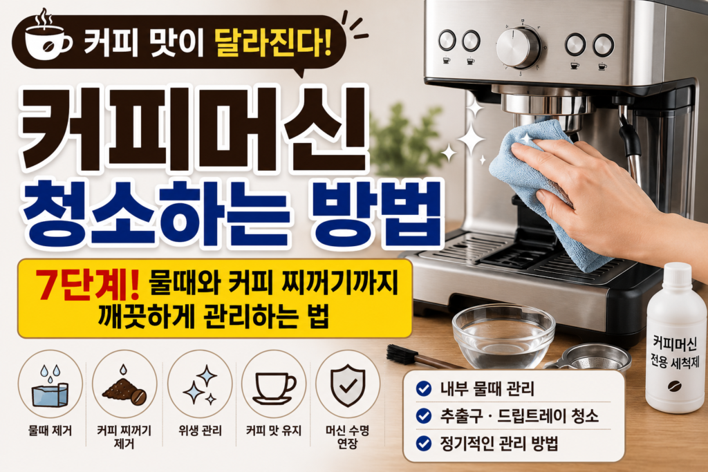커피머신 청소하는 방법과 물때 제거 및 위생 관리 방법
