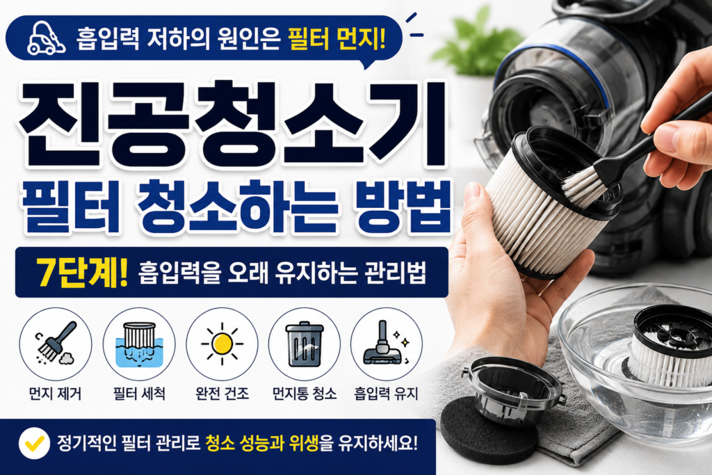 진공청소기 필터 청소하는 방법과 흡입력 유지 관리법
